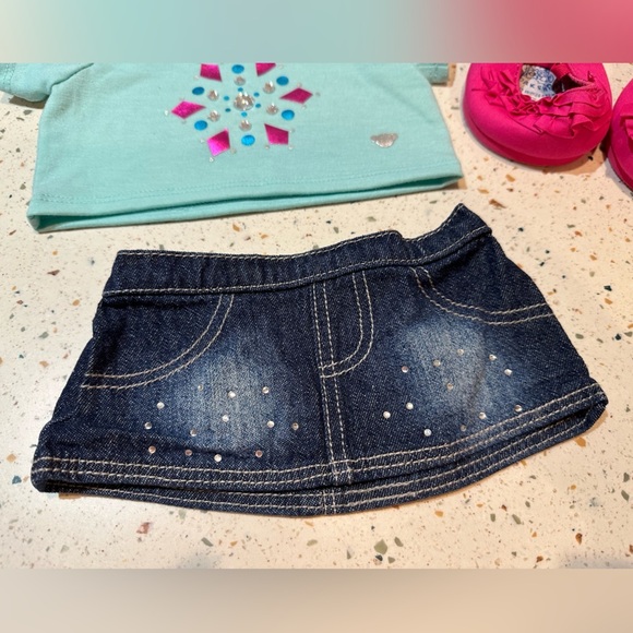 Build-A-Bear Snowflake Crystal Top, Jean Skirt & Pink Shoes, Bunny NOT Included‎ - Picture 5 of 13